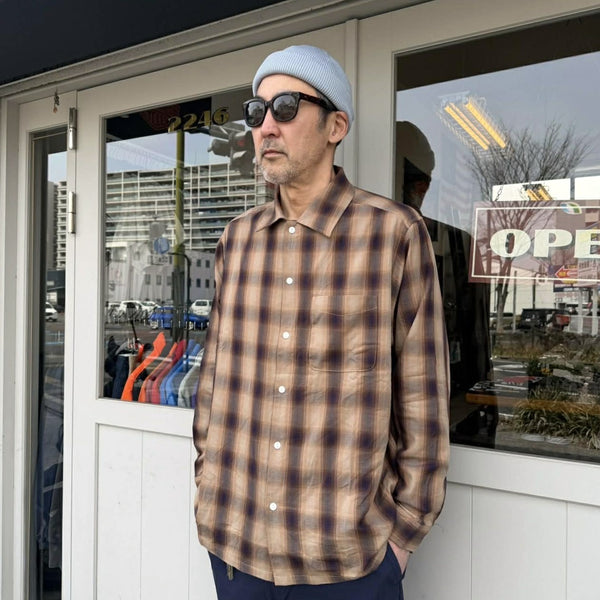 FIVE BROTHER - LIGHT OMBRE SHIRTS - BROWN×NAVY