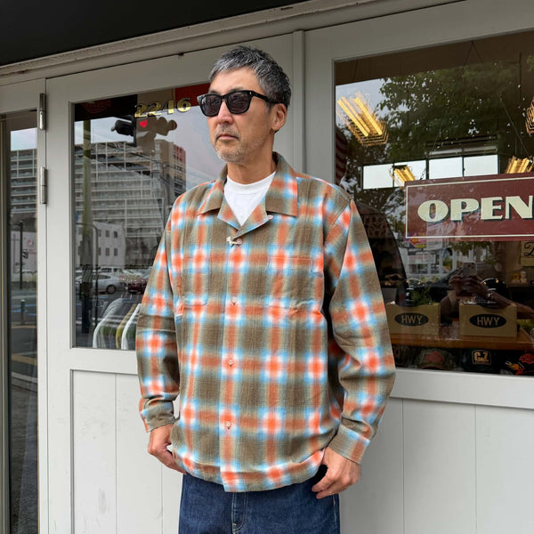 HOUSTON - PRINT FLANNEL O/C SHIRT - ORANGE
