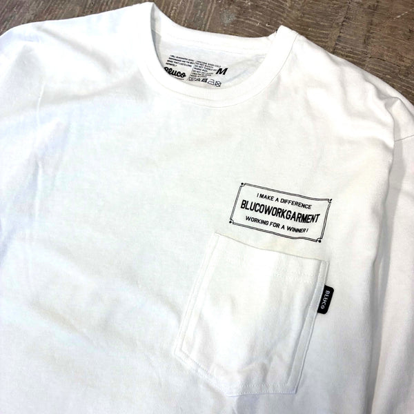 BLUCO - POCKET L/S T-SHIRTS Ticket - WHITE