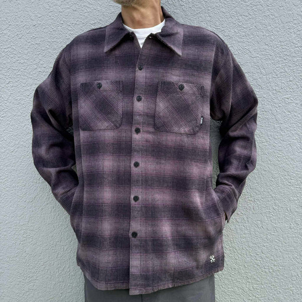BLUCO - OMBRE CHECK FLANNEL SHIRT - PURPLE