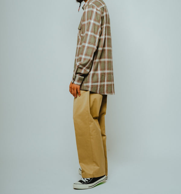 BIGMIKE - LIGHT FLANNEL L/S SHIRTS - MINT×WHT