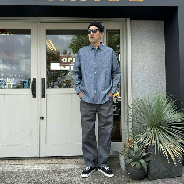 melple - LOGAN CHAMBRAY SHIRT - BLUE