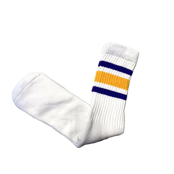 SKATER SOCKS - STRIPE TUBE SOCKS - ROYAL BLUE - GOLD