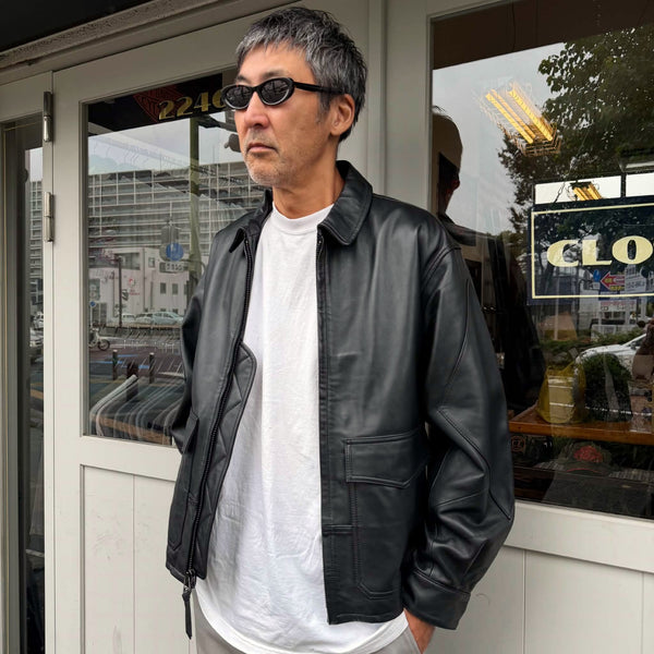 SUNNY SPORTS - LEATHER AVIATOR JACKET - BLACK