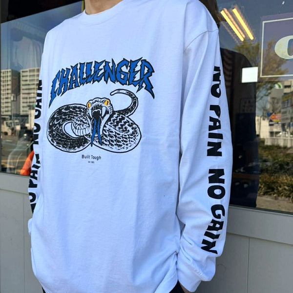 CHALLENGER - L/S PIGMENT SNAKE TEE - WHITE