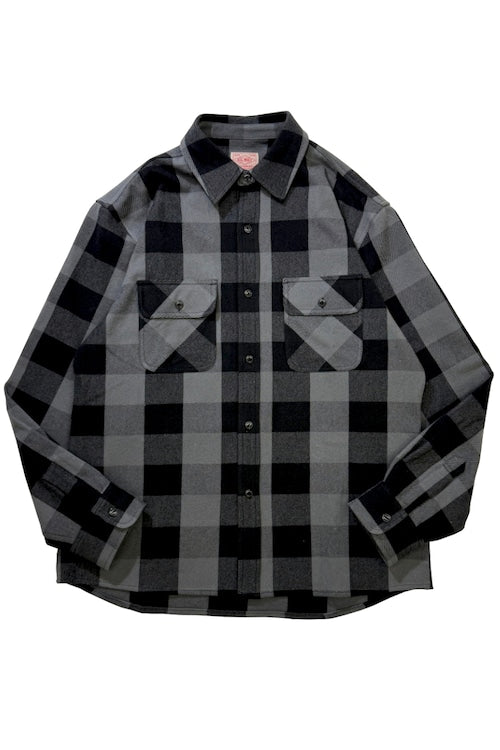 BIGMIKE - HEAVY FLANNNEL SHIRTS - BLACK x GRAY
