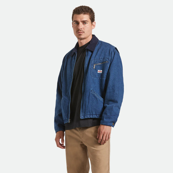 BRIXTON - ALTERED THREADS LINED GARAGE JACKET - MEDIUM WASH DENIM