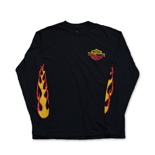 CYCLE ZOMBIES - FLAMES L/S TEE - BLACK
