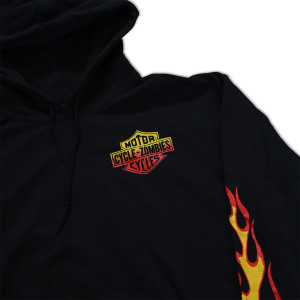 CYCLE ZOMBIES - FLAMES HOODIE - BLACK