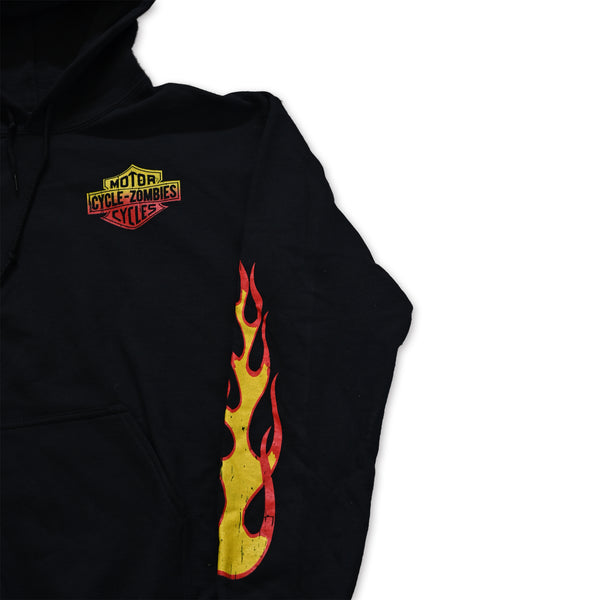 CYCLE ZOMBIES - FLAMES HOODIE - BLACK