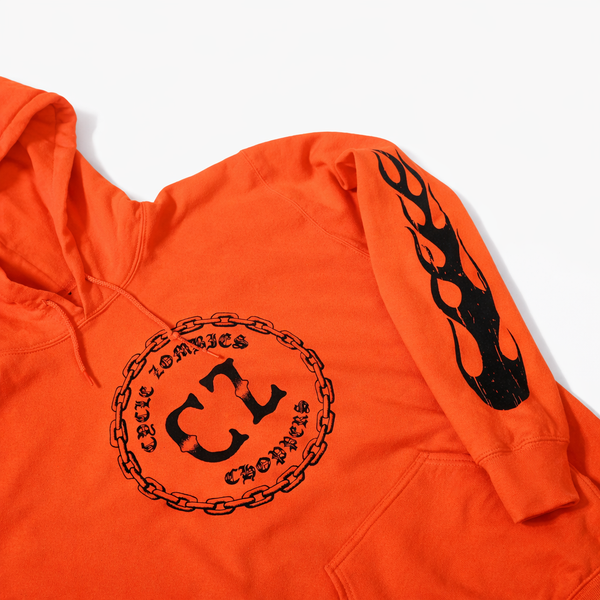 CYCLE ZOMBIES - CZ LOGO FLAMES HOODIE - ORANGE