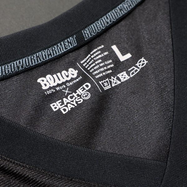 BEACHED DAYS × BLUCO - MESH FOOTBALL TEE - BLACK