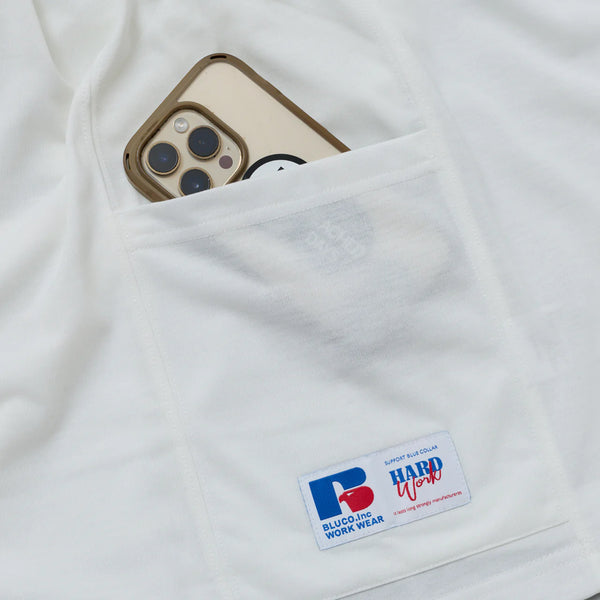 BEACHED DAYS × BLUCO - FUNCTIONAL SIDE POCKET TEE - WHITE