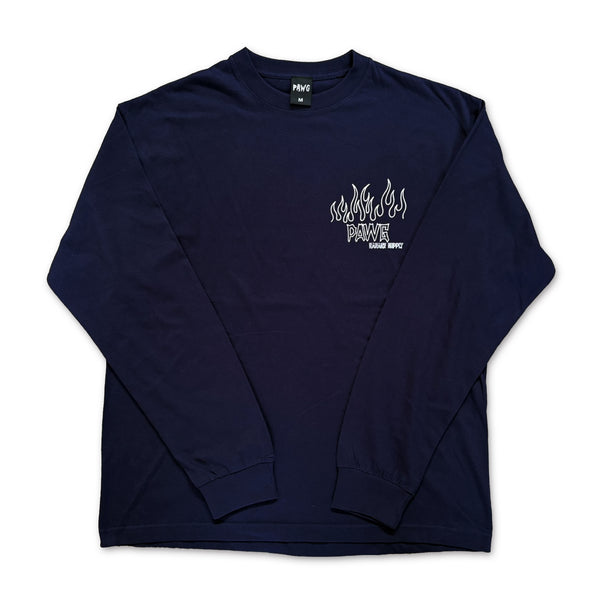 PAWG - FLAMES L/S TEE - NAVY
