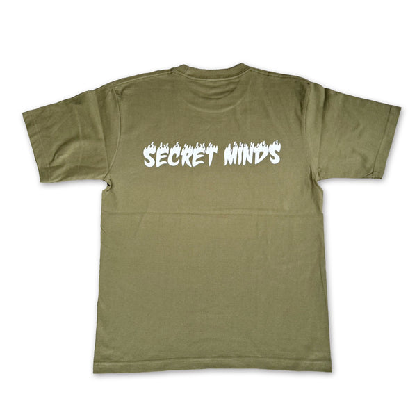PAWG - SECRET MINDS TEE - OLIVE / LIGHT GREY