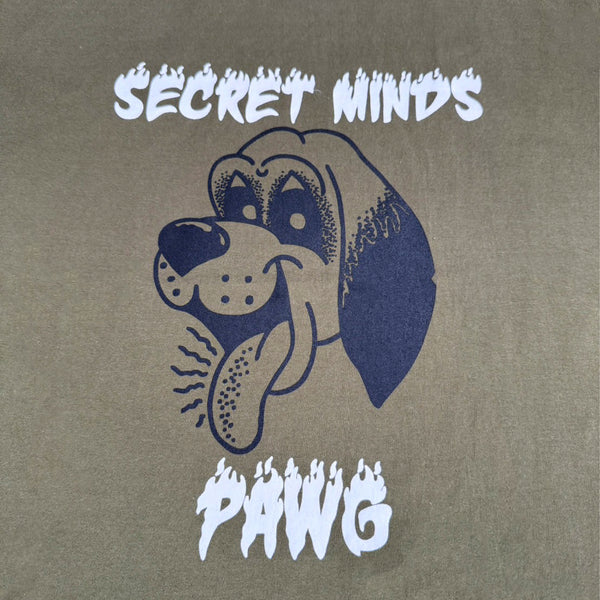 PAWG - SECRET MINDS TEE - OLIVE / LIGHT GREY