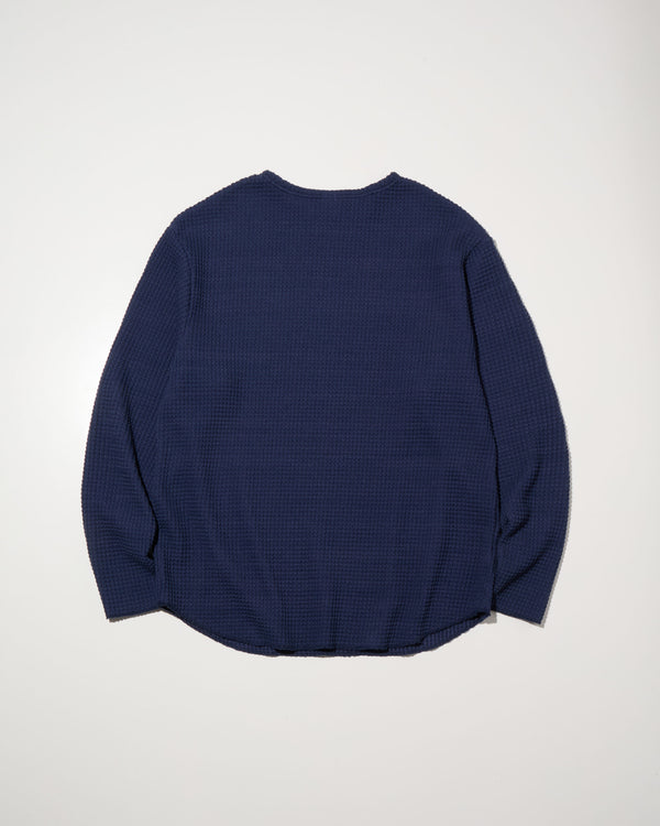 RADIALL - BIG WAFFLE - BOAT NECK T-SHIRT L/S - NAVY