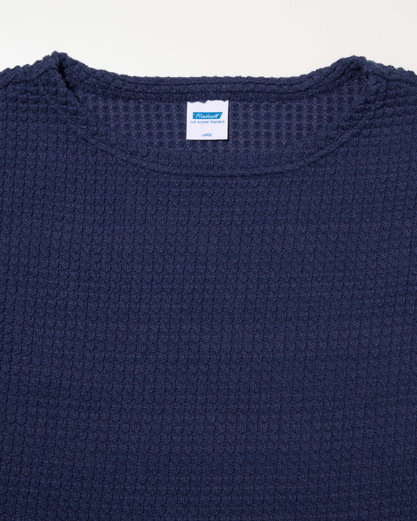 RADIALL - BIG WAFFLE - BOAT NECK T-SHIRT L/S - NAVY