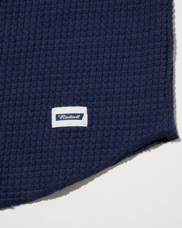 RADIALL - BIG WAFFLE - BOAT NECK T-SHIRT L/S - NAVY