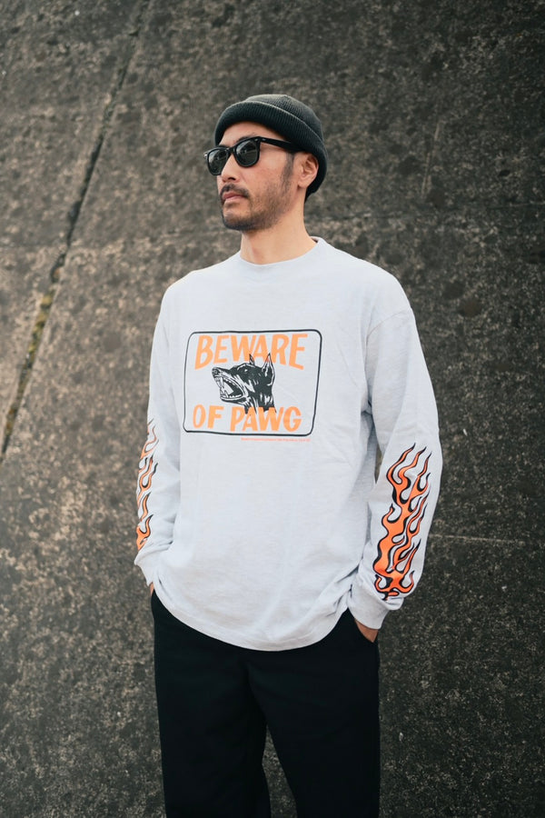 PAWG×BEWARE CHOPPER - L/S TEE - ASH GRAY / ORANGE