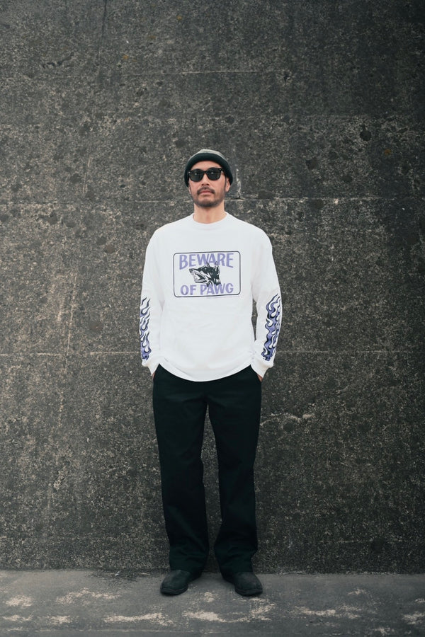 PAWG×BEWARE CHOPPER - L/S TEE - WHITE / PURPLE