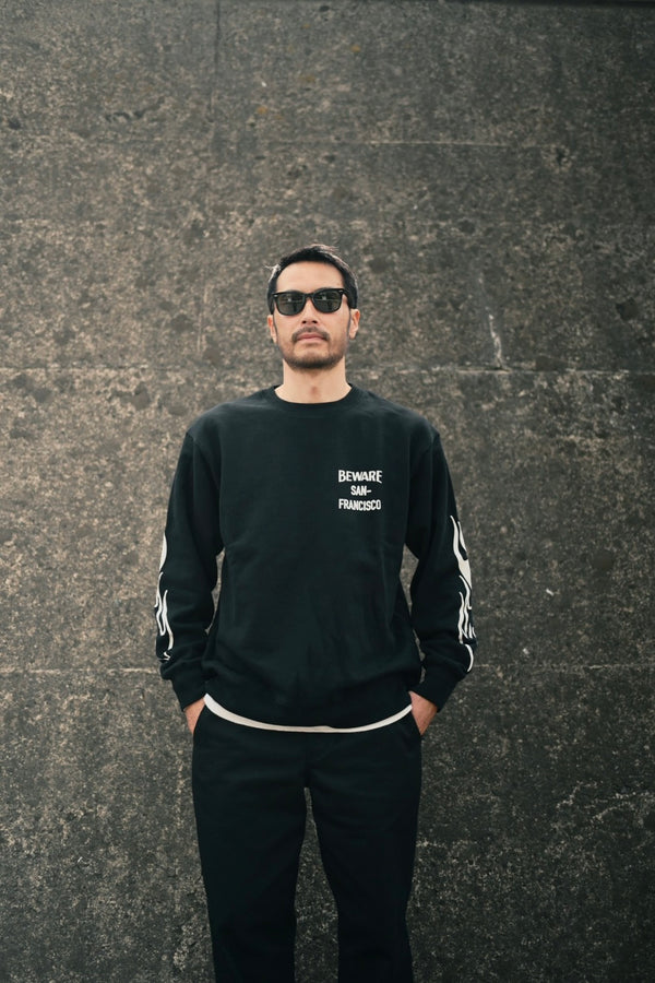 PAWG×BEWARE CHOPPER -EAGLE CREW SWEAT - BLACK