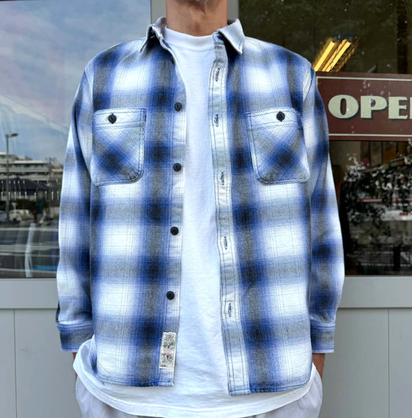 HOUSTON - VINTAGE OMBRE CHECK VIYELLA SHIRT - BLUE