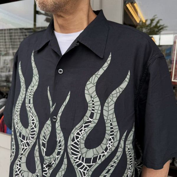 TOWNCRAFT - PRINTED LOOP COLLAR SS SHIRT - FIRE×SPIDER