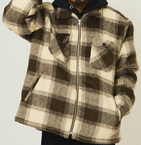 BIGMIKE - OMBRE ZIP QUILTED LINING JACKET - BROWN x OFF