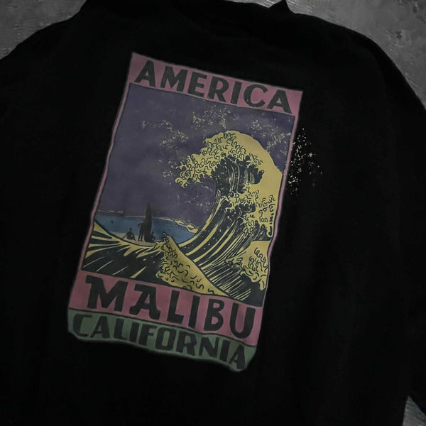 ILL ONE EIGHTY -AMERICAN WAVE SWEATSHIRT(LOOSE FIT) - BLACK