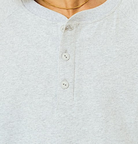 BIGMIKE - 10oz HENRY NECK LS TEE - ASH