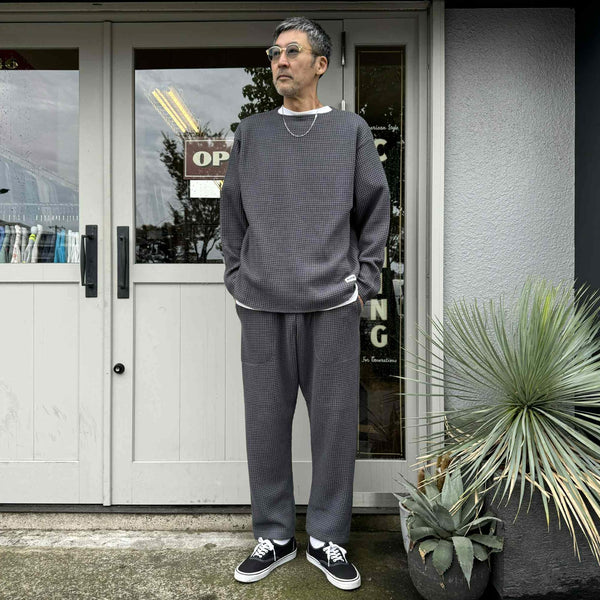 RADIALL - BIG WAFFLE - STRAIGHT FIT EASY PANTS - STEEL GRAY