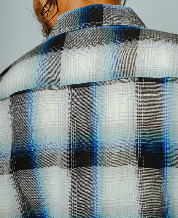 BIGMIKE - LIGHT FLANNEL L/S SHIRTS - WHT×BLK×BLU×MNT