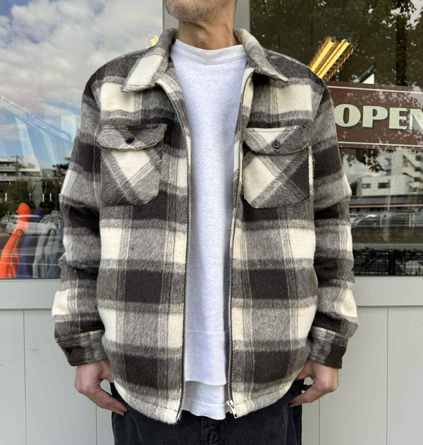 BIGMIKE - OMBRE ZIP QUILTED LINING JACKET - BROWN x OFF