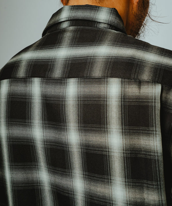 BIGMIKE - RAYON MIX OMBRE L/S SHIRTS - BLACK × WHITE