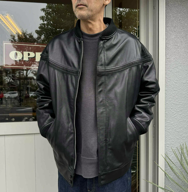 TOWNCRAFT - LEATHER DERBY JACKET - BLACK