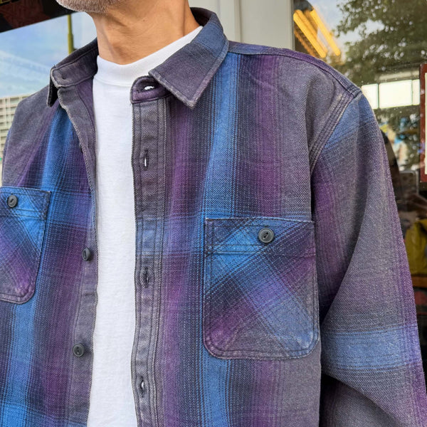 HOUSTON - VINTAGE OMBRE CHECK VIYELLA SHIRT - PURPLE