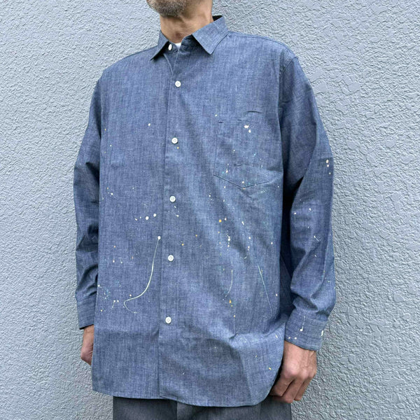 melple - LOGAN CHAMBRAY SHIRT - BLUE