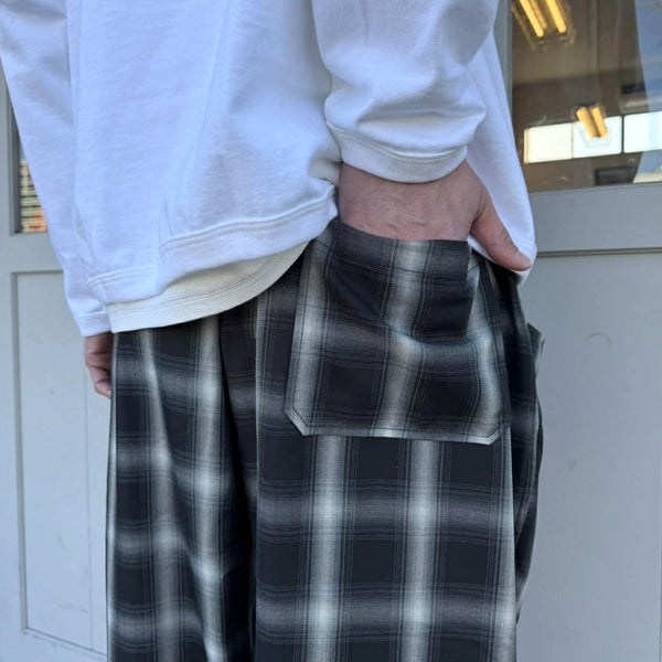 BIGMIKE - RAYON MIX OMBRE EASY PANTS - BLACK x WHITE