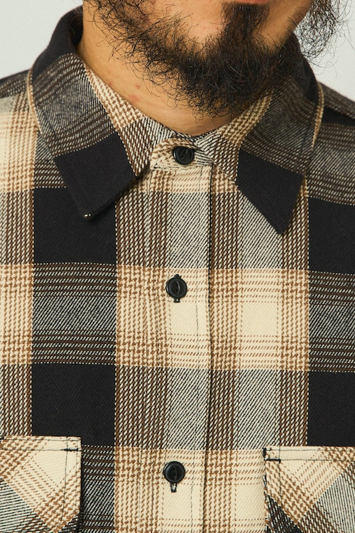 BIGMIKE - HEAVY FLANNNEL SHIRTS - OFF x MOCA x BLACK