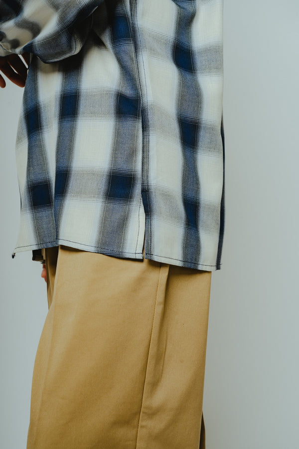 BIGMIKE - RAYON MIX OMBRE L/S SHIRTS - WHITE×BLUE