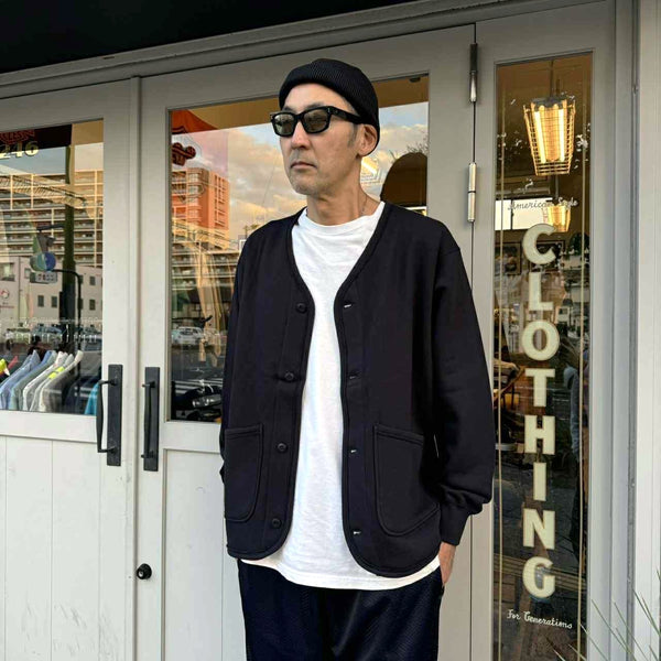 ARMY TWILL - SWEAT CARDIGAN - BLACK