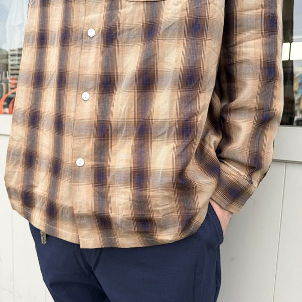 FIVE BROTHER - LIGHT OMBRE SHIRTS - BROWN×NAVY