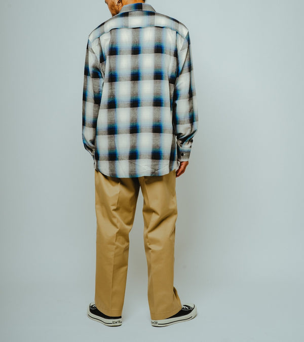 BIGMIKE - LIGHT FLANNEL L/S SHIRTS - WHT×BLK×BLU×MNT