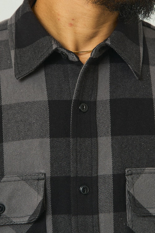 BIGMIKE - HEAVY FLANNNEL SHIRTS - BLACK x GRAY