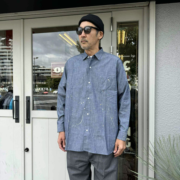 melple - LOGAN CHAMBRAY SHIRT - BLUE