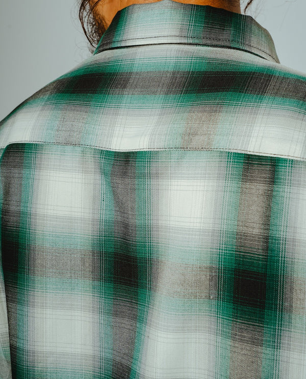 BIGMIKE - RAYON MIX OMBRE L/S SHIRTS - WHITE × GREEN x BLACK