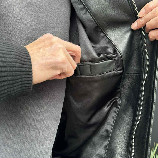 TOWNCRAFT - LEATHER DERBY JACKET - BLACK