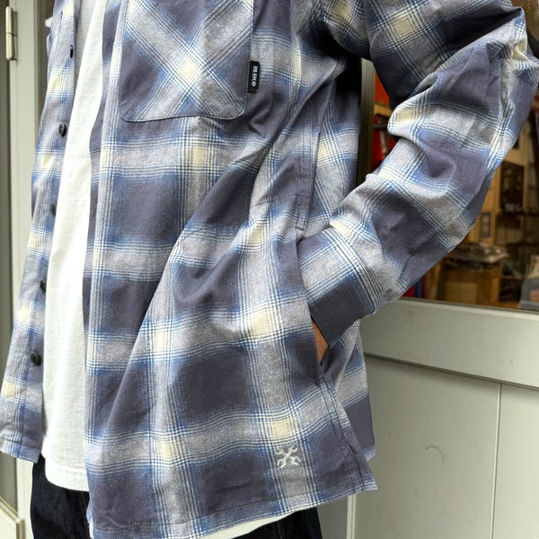 BLUCO - PRINT FLANNEL CHECK SHIRT -Ombre- NAVY