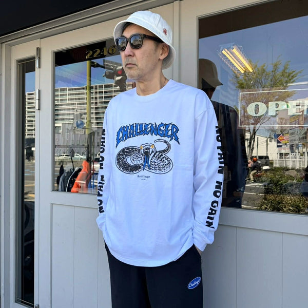 CHALLENGER - L/S PIGMENT SNAKE TEE - WHITE